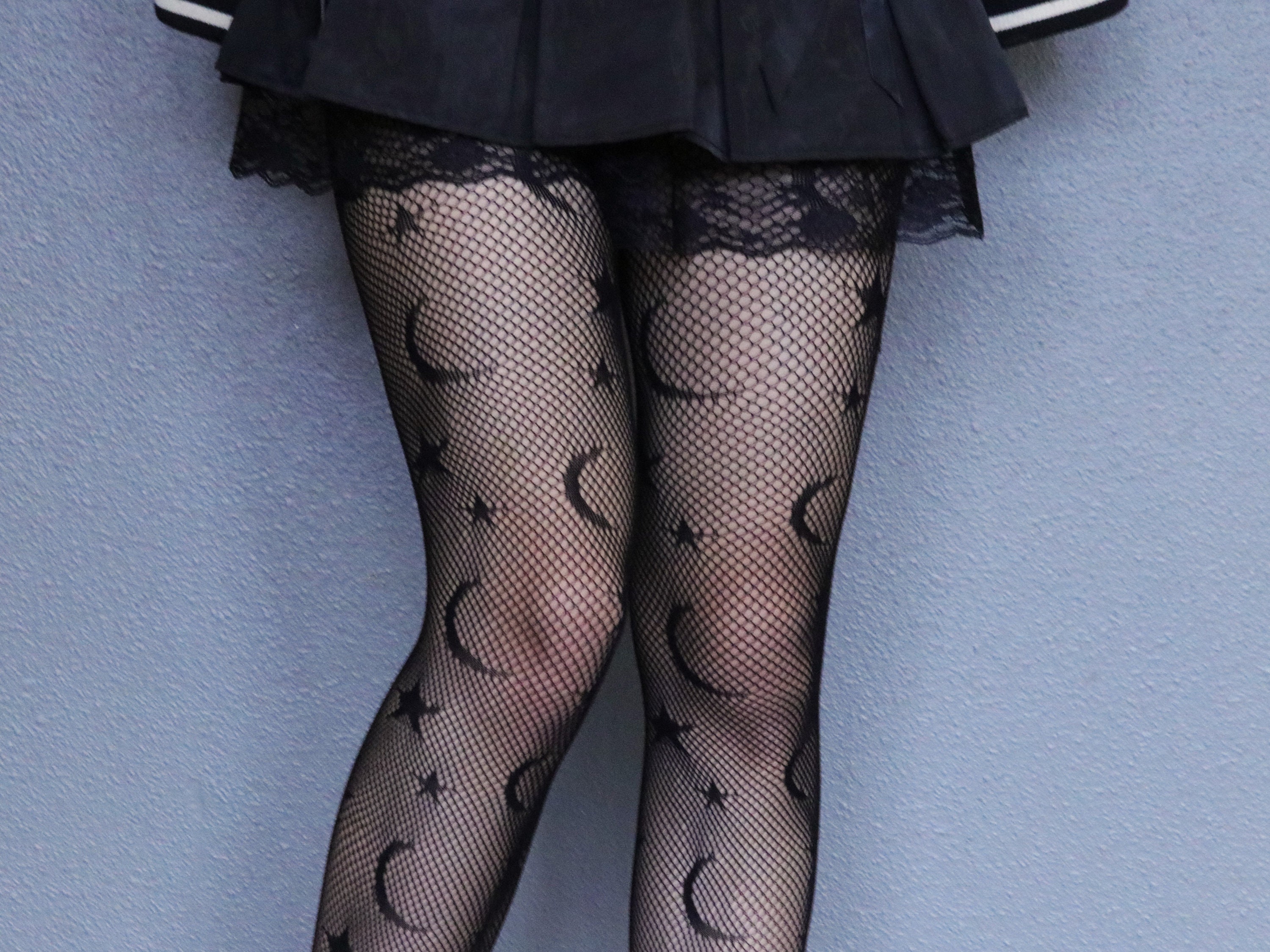 Black Cobweb Fishnet Lace Spider Web FOOTLESS TIGHTS Goth Pantyhose One  Size Fish Net Mesh Gothic -  Sweden