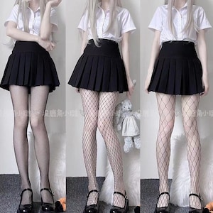 Black Fishnets - Gothic Emo Black Fishnet Stockings - Lolita Black tights - Harajuku Grunge Fishnet Tights - Alt pantyhose