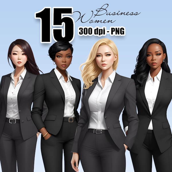 Business Woman Clipart, Woman Clipart, Black Woman Clipart, Business Fashion Clipart Graphics, Female Boss Illustration, Lady Boss Clipart