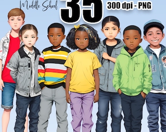 Kids PNG, Kids Clipart, Children Clipart Kids PNG, Boy Girl Clipart African American, Cute Kid Clipart Kid Character Clipart Fashion Clipart