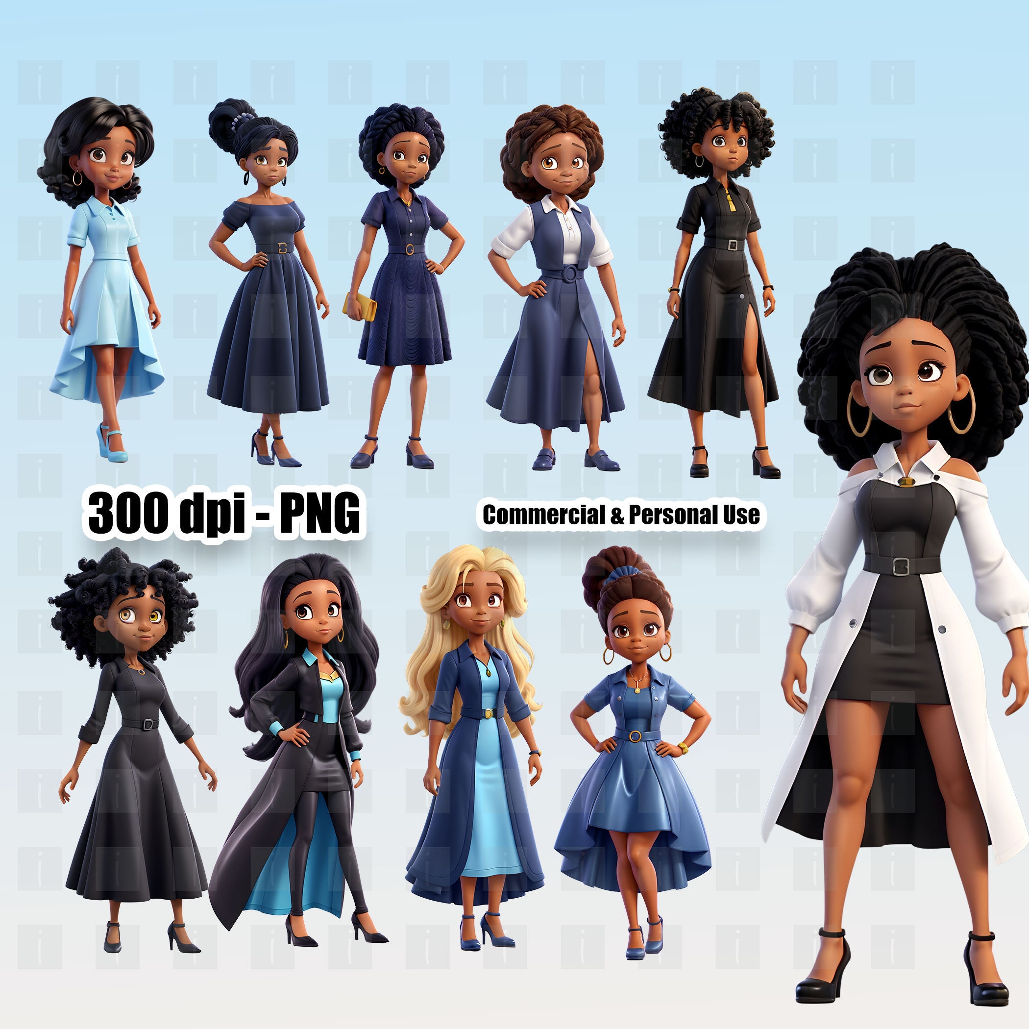Fashion Girl Watercolor Clipart Bundle Girl Boss Clipart Boss Lady PNG ...