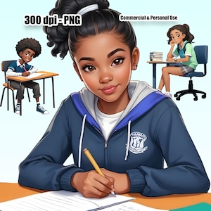 Clipart per bambini della scuola, Clipart di ragazza nera della scuola, ragazzo, ragazza, bambino, bambini, educazione, banco di scuola, apprendimento, insegnante, studio, tempo scolastico