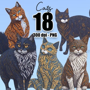 Cat Clipart watercolor, Quill, Cat breeds Pet clipart Kitten clipart Cat for mug Cat graphics Cat Bundle Cat Illustrations Cat lovers gift