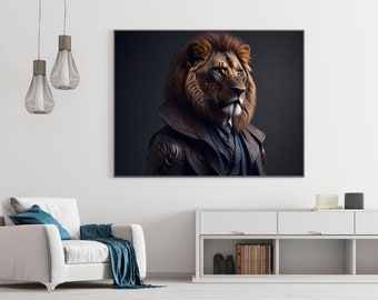Impresión digital del león real, arte de la pared del león real, pintura del león, impresión del león, arte colorido de la pared, arte abstracto, impresión digital, decoración del hogar