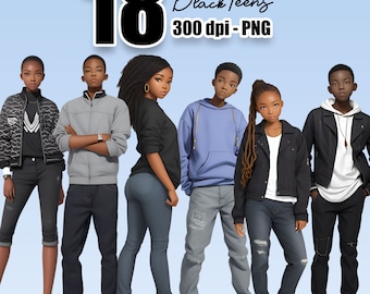 Black Teenager clipart, sublimation png, Black girl clipart, Black teens  fashion clipart png, school kids, Commercial sticker clipart
