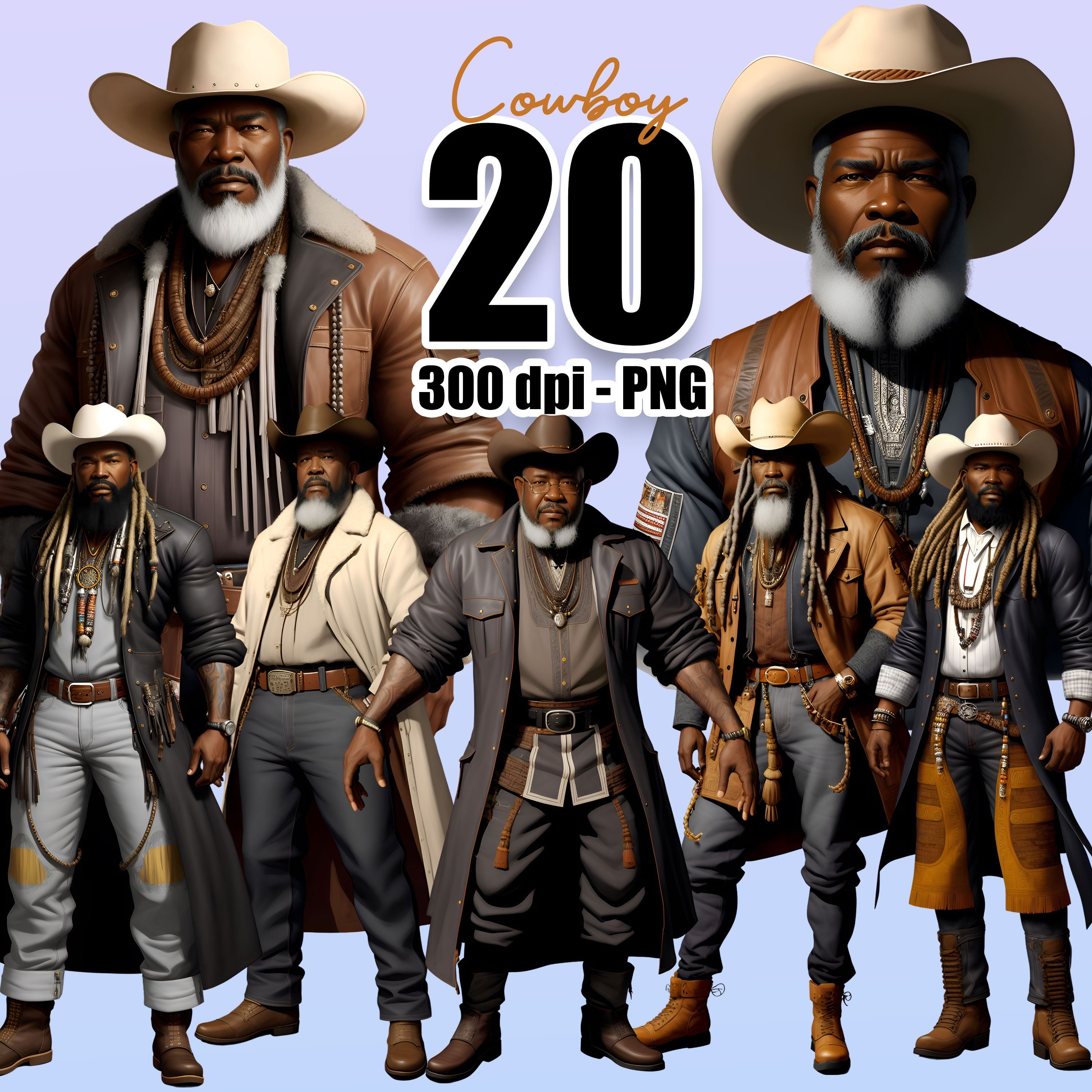 Black Cowboys Clipart, Western Fashion, Cowboy Boots Hats Clipart, Black Men, Men of Color Clipart, Cowboy Fashion, African American Cowboy