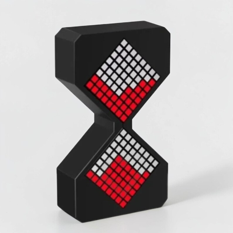 Cyber style LED electronic hourglass timer with digital sand display and modern desk decoration aesthetic