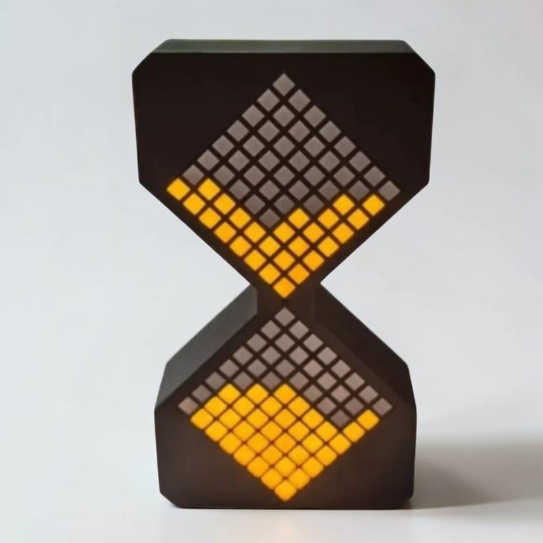 Cyber style LED electronic hourglass timer with digital sand display and modern desk decoration aesthetic