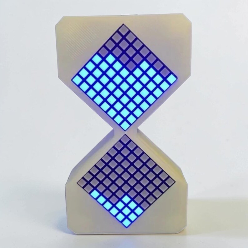 Cyber style LED electronic hourglass timer with digital sand display and modern desk decoration aesthetic