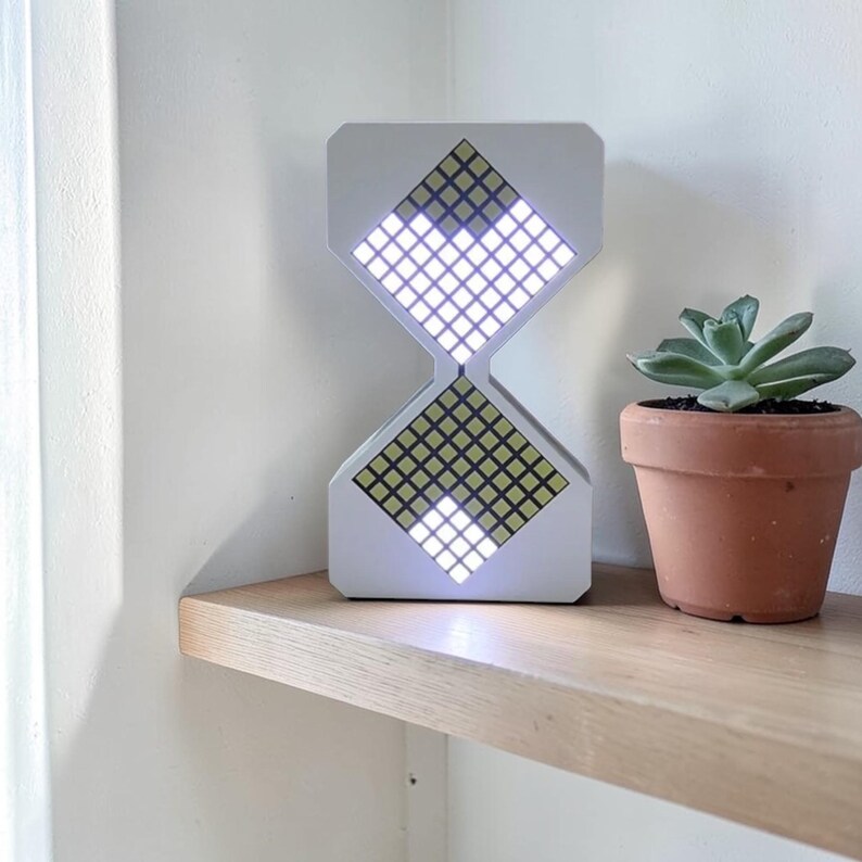 Cyber style LED electronic hourglass timer with digital sand display and modern desk decoration aesthetic