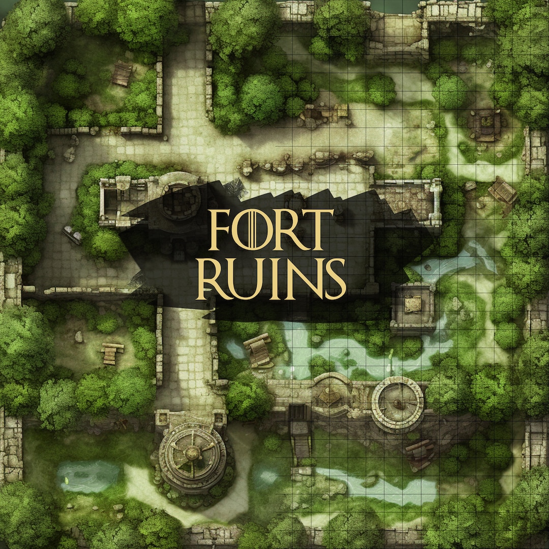 Fort Ruins Battle Map, Dnd Battle Map, D&D, Battlemap, Dungeons and