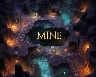 Mine Battle Map, DnD Battle Map, D&D, BattleMap, Dungeons and Dragons, 5e, Roll20, Fantasy Map, Battle map, Foundry, VTT, Map