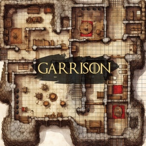 Mappa battaglia Garrison, Mappa battaglia DnD, D&D, BattleMap, Dungeons and Dragons, 5e, Roll20, Mappa fantasy, Mappa battaglia, Fonderia, VTT, Mappa