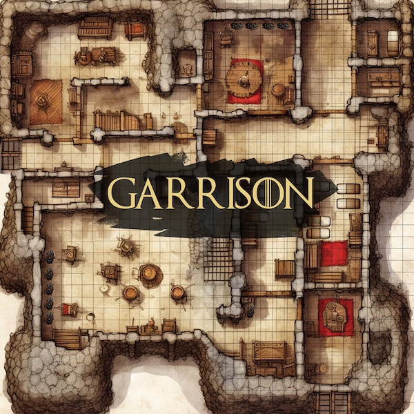 Garrison Battle Map, DnD Battle Map, D&D, BattleMap, Dungeons and Dragons, 5e, Roll20, Fantasy Map, Battle map, Foundry, VTT, Map