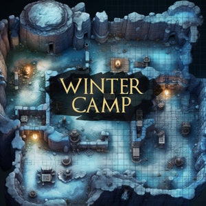 Winter Camp Battle Map, D&D Battle Map, D&D, BattleMap, Dungeons and Dragons, 5e, Roll20, Fantasy Map, Battle map, Gießerei, VTT, Map