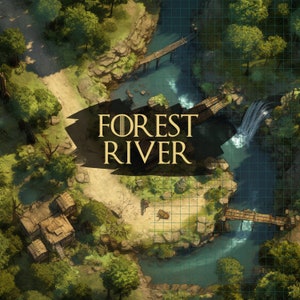 Forest River Battle Map, D&D Battle Map, D&D, BattleMap, Dungeons and Dragons, 5e, Roll20, Fantasy Map, Battle map, Gießerei, VTT, Map