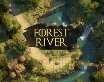 Forest river Battle Map, DnD Battle Map, D&D, BattleMap, Dungeons and Dragons, 5e, Roll20, Fantasy Map, Battle map, Foundry, VTT, Map