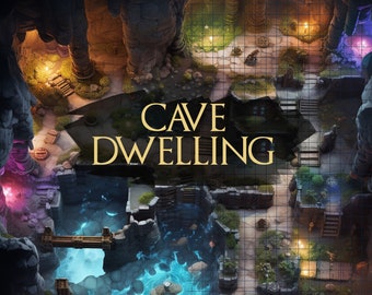 Cave Dwelling Battle Map, D&D Battle Map, D&D, BattleMap, Dungeons and Dragons, 5e, Roll20, Fantasy Map, Battle map, Gießerei, VTT, Map