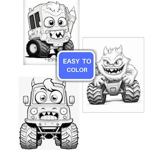 Druckbare Monster Truck Malvorlagen für Kinder, Kleinkinder Malvorlagen Buch, Verbessern Sie Motorik, Homeschool Aktivitäten, DIY, Basteln