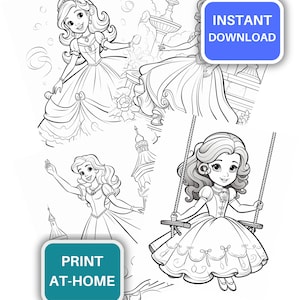 Printable Princess Coloring Pages for Kids, Toddlers Coloring Sheets Book, Improve Motor Skills, Homeschool Activities
