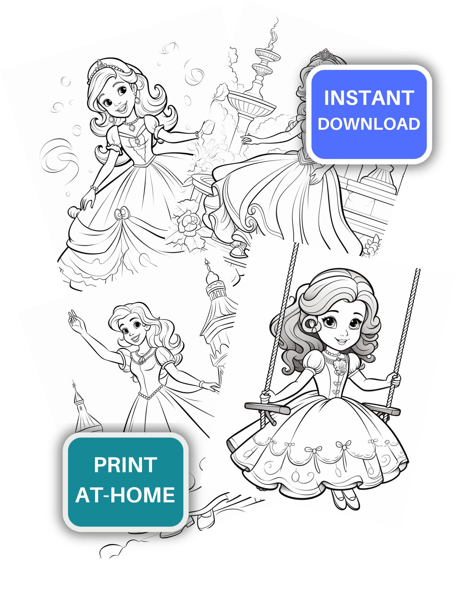 Printable Princess Coloring Pages for Kids, Toddlers Coloring Sheets ...