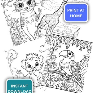 Printable Safari Animals Coloring Pages for Kids, Toddlers Coloring Sheets Book, Improve Motor Skills, Homeschool Activities