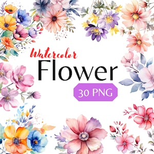 Kwiaty PNG, Akwarela Kwiat Clipart, Naturalne Kolorowe Ilustracje Kwiatów, Natychmiastowe Pobieranie, Cyfrowe Przezroczyste PNG, Kwiatowe Cliparty