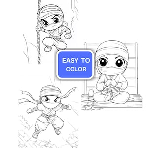 Páginas para colorir com tema ninja para imprimir para crianças, livro de folhas para colorir para crianças pequenas, melhorar as habilidades motoras, atividades para educação domiciliar