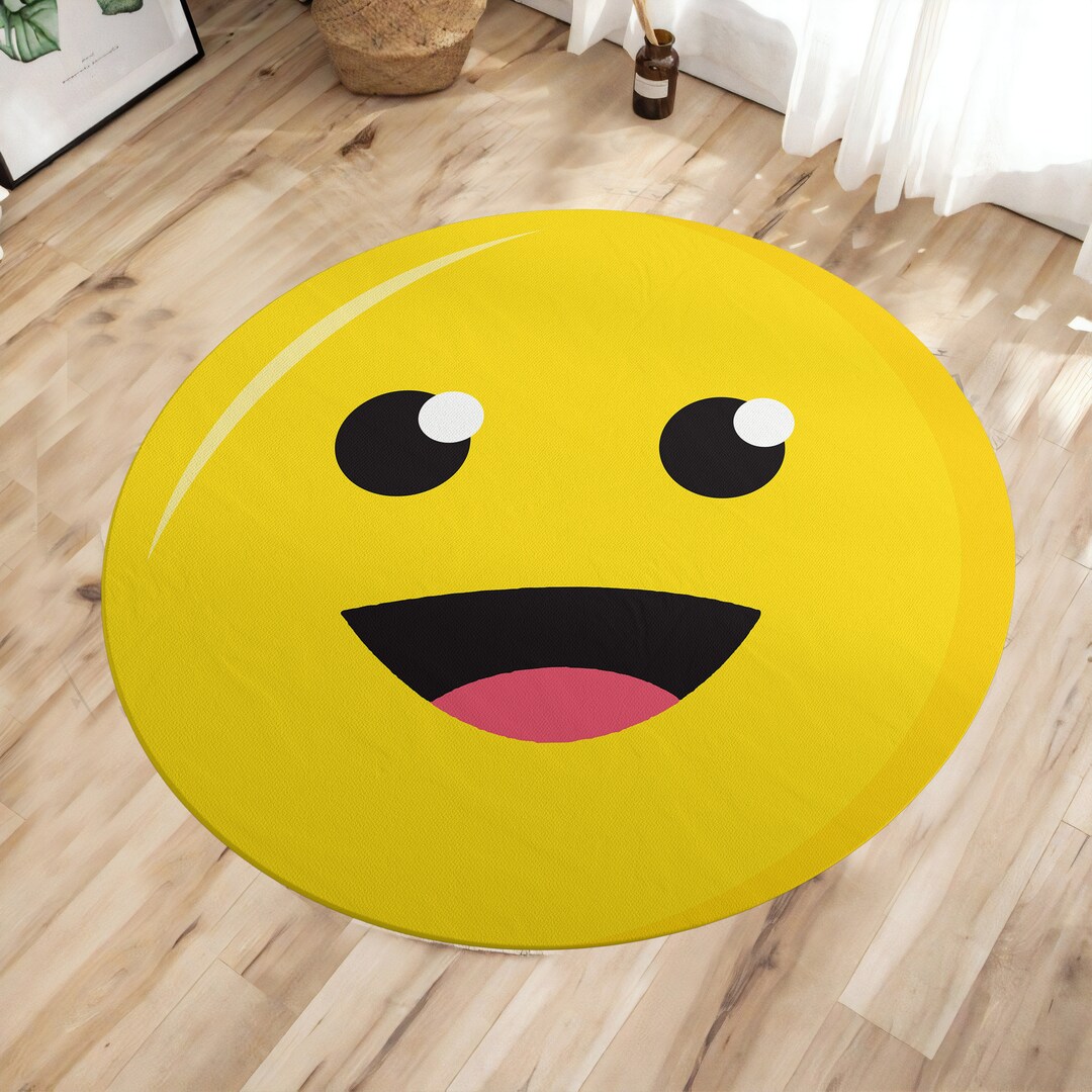 Smiley Face Round Rug Smiley Face Rug Smiley Face Patterned - Etsy