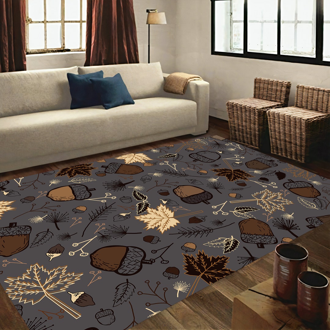 Acorn Patterned Rug Autumn Themed Rug Autumn Rug Autumn - Etsy