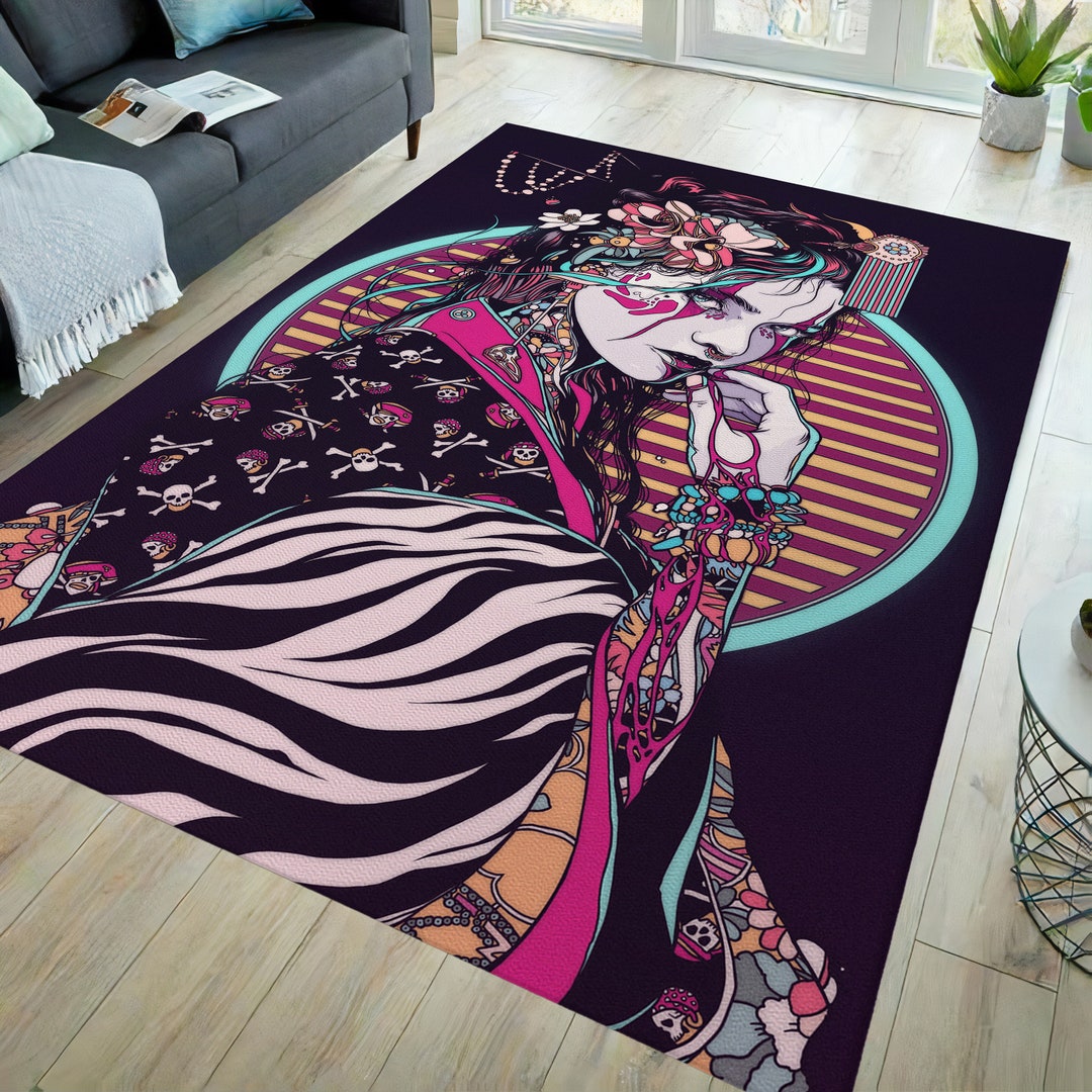 Japanese Woman Rug Japanese Culture Rug Woman Patterned Rug Etsy