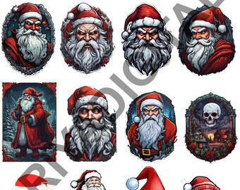 Christmas Stickers, 32 Unique Digital PNG Sticker Designs, Instant Download, Print and Cut Sheets, Party Decoration Personalization Pack