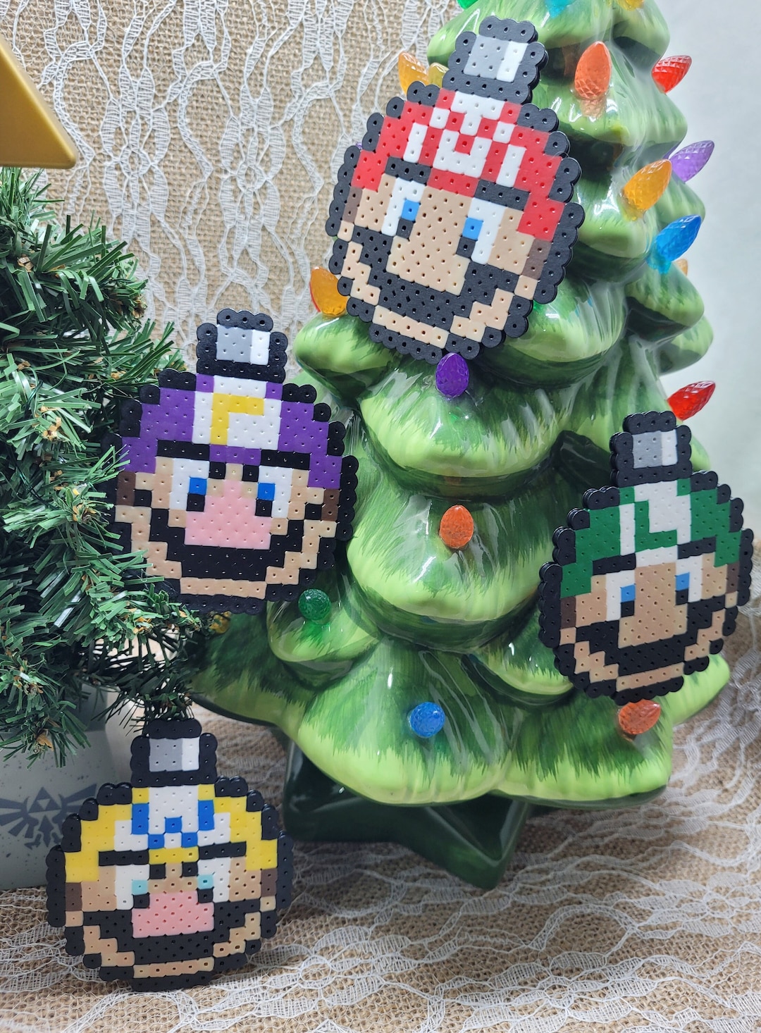 Super Mario Brothers Christmas Ornaments Perler Bead Pixel Art Etsy