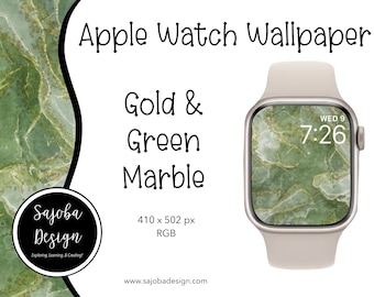 Or et marbre vert : cadran Apple Watch || Papier peint Apple Watch || Arrière-plan de l'Apple Watch || Art de la montre numérique