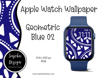 Bleu géométrique-02 : cadran Apple Watch || Papier peint Apple Watch || Arrière-plan de l'Apple Watch || Art de la montre numérique