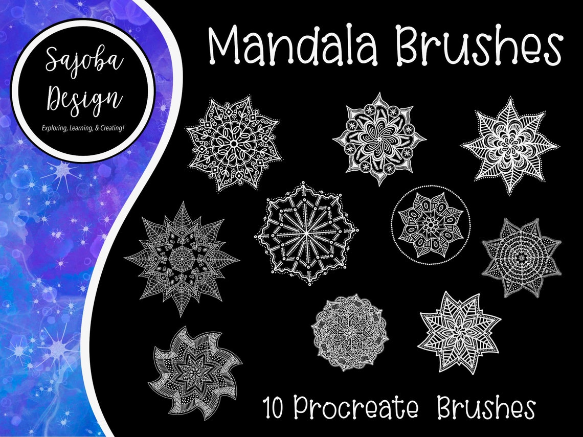 Mandala Procreate Brushes - 10 Unique Brush Stamps for iPad Lettering ...