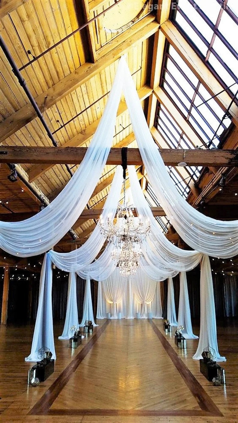 EMERALD Wedding Arch Draping Fabric 21 Ft by 29 2 Panels Chiffon Fabric  Drapery Party Ceiling Drapes Archway Drapes for Wedding Sheer 