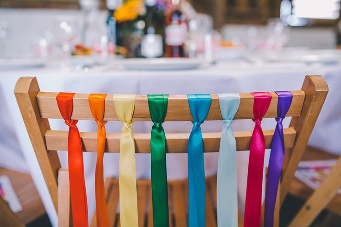 Rainbow Chair Decor Romantic Silk Chiavari Chair Sash, Chair Cover(00)