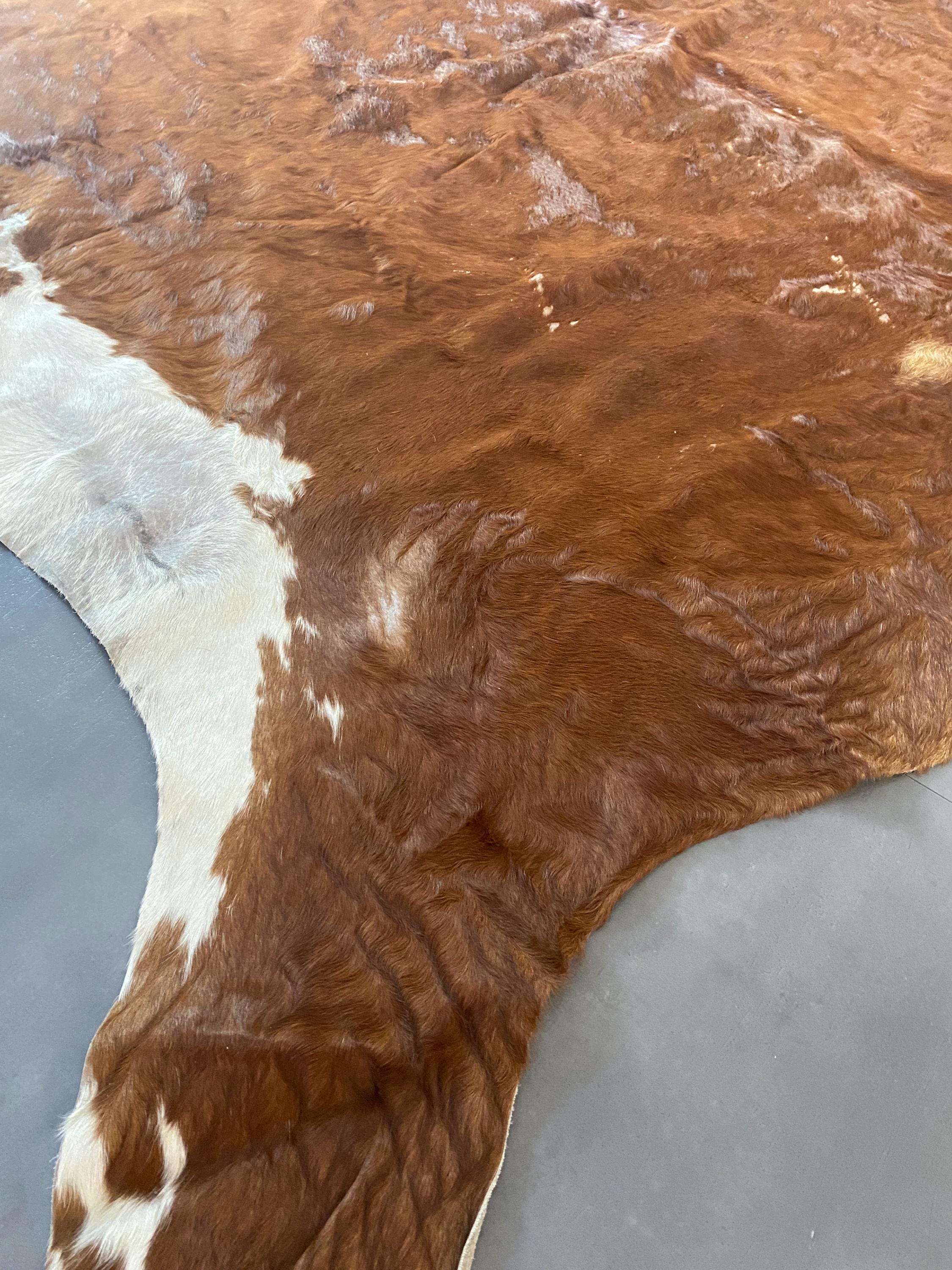 Large IKEA Brattby Cowhide Rug – Natural Brown and White – Approx