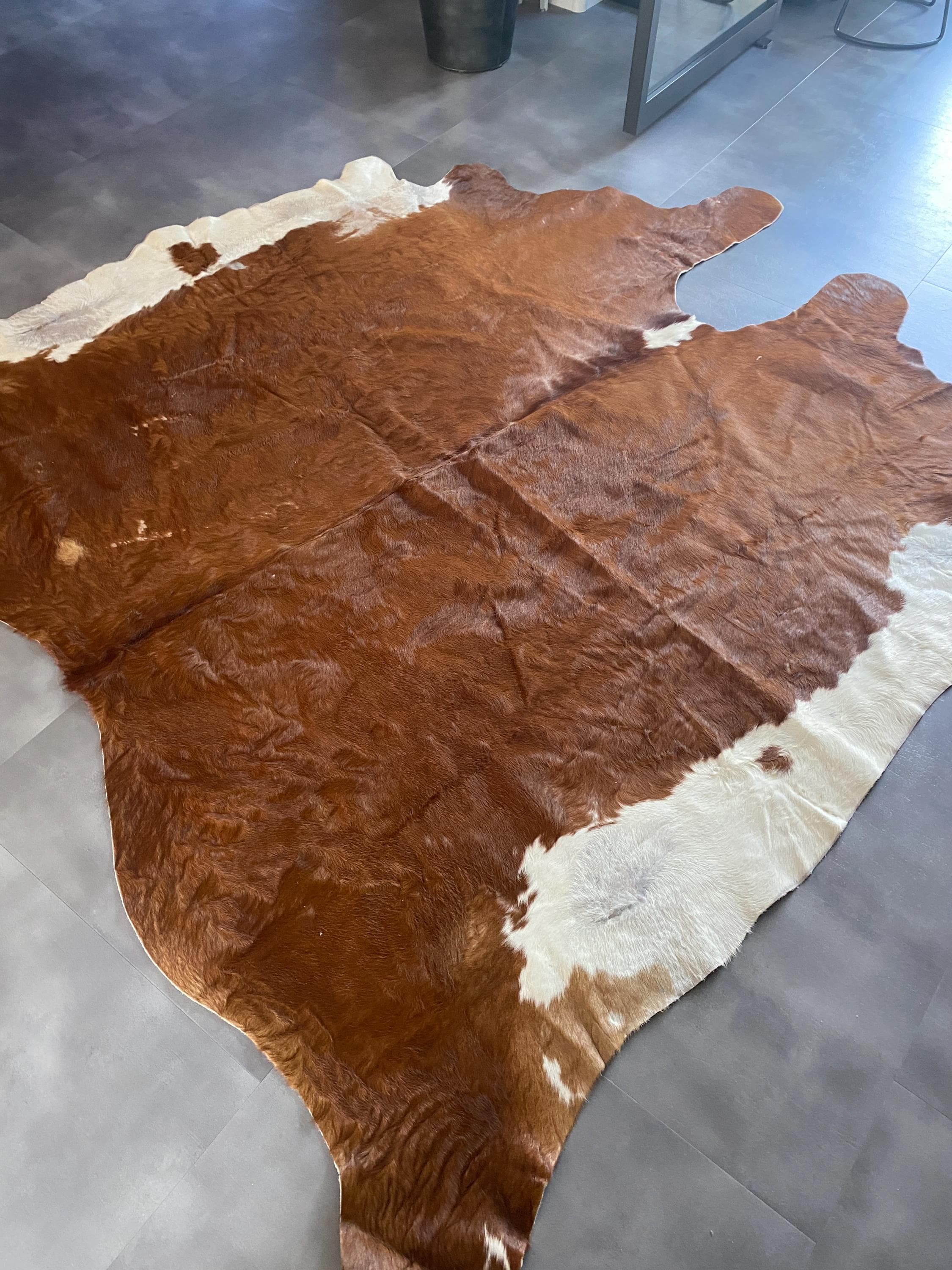 Large IKEA Brattby Cowhide Rug – Natural Brown and White – Approx