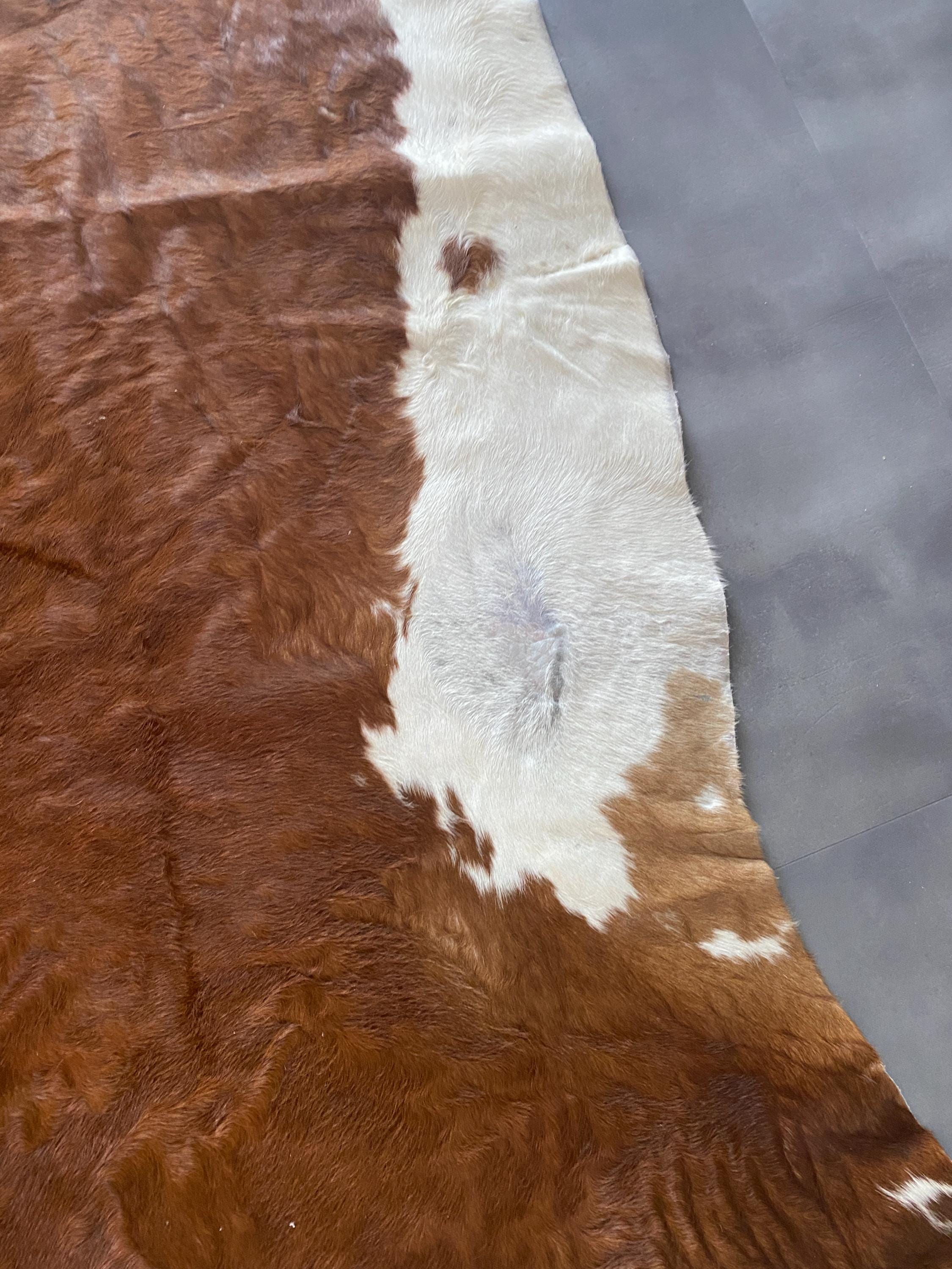 Large IKEA Brattby Cowhide Rug – Natural Brown and White – Approx