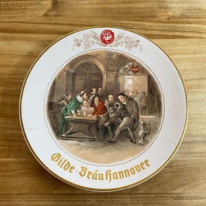Vintage Gilde-Bräu Hannover Wall Plate – Made by UKW Dehme – West Germany – Porcelain – 1970s – Brewery Collectible