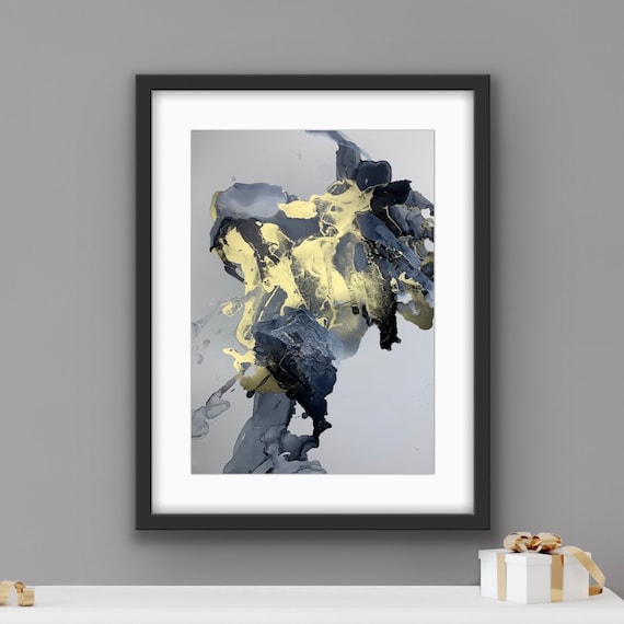 お買い得品 抽象画 A4サイズ ゴールドフレーム 抽象画 A4サイズ