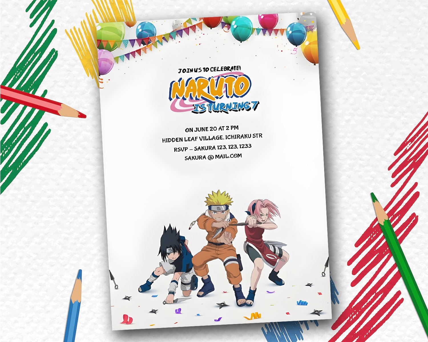 Naruto Birthday Invitation Naruto Invitation Naruto Etsy