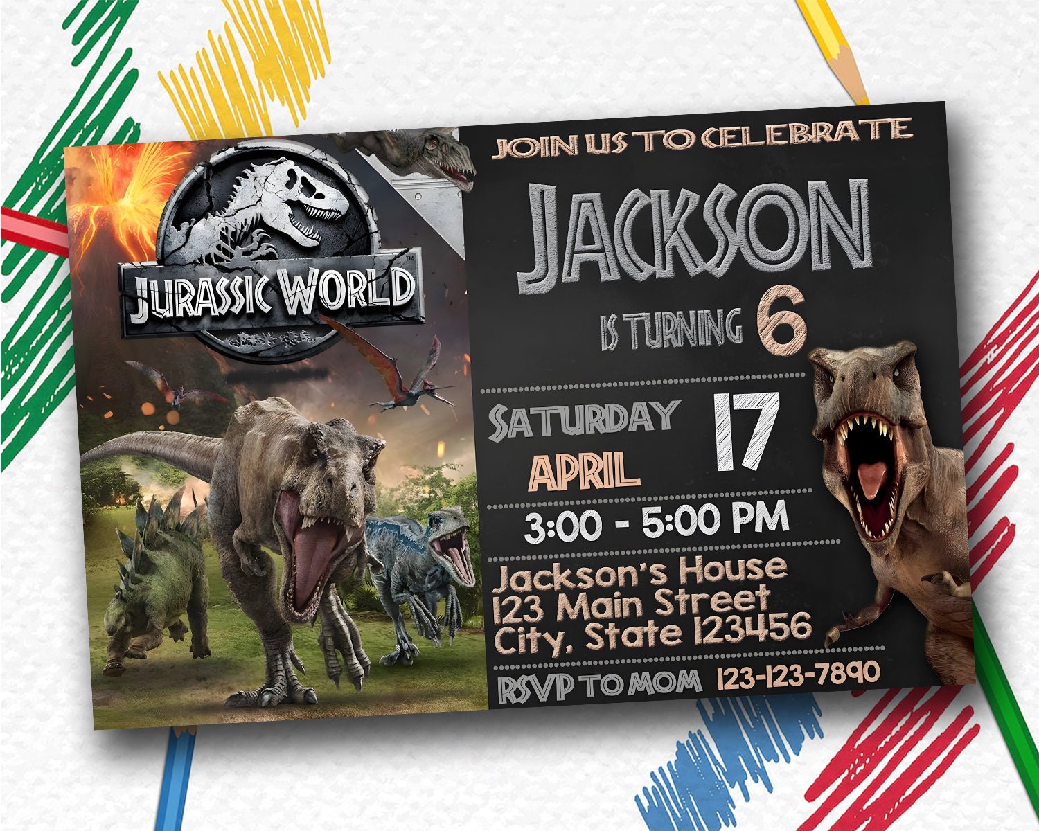 Jurassic Park Birthday Invitation Jurassic World Invitation Etsy