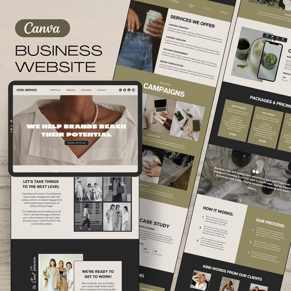 Social Media Manger Canva Website, Canva Website Template, Canva Sales Page Template, Canva Coaching Website, Business Website Template