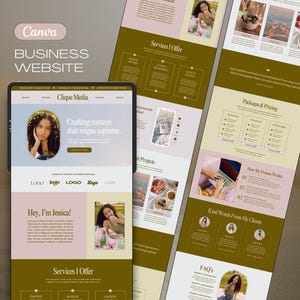 Site Canva do gerenciador de mídia social, modelo de site Canva, modelo de site comercial, site de agência de marketing, modelo para treinadores