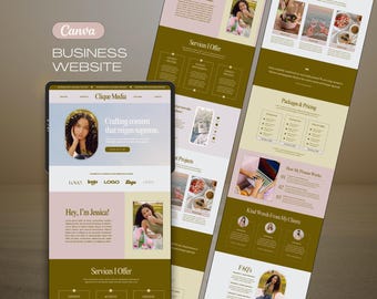 Social Media Manger Canva Website, Canva Website Template, Business Website Template, Marketing Agency Website, Template for Coaches
