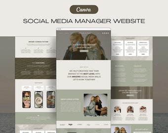 Social Media Manger Canva Website, Canva Website Template, Canva Sales Page Template, Canva Coaching Website, Business Website Template