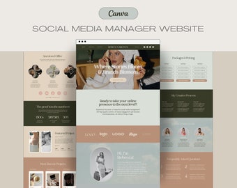 Social Media Manger Canva Website, Canva Website Template, Canva Sales Page Template, Canva Coaching Website, Business Website Template